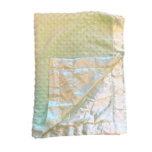 Just one Year Carters Soft Minky Dot Blanket Light Solid Green Satin Trim Back
